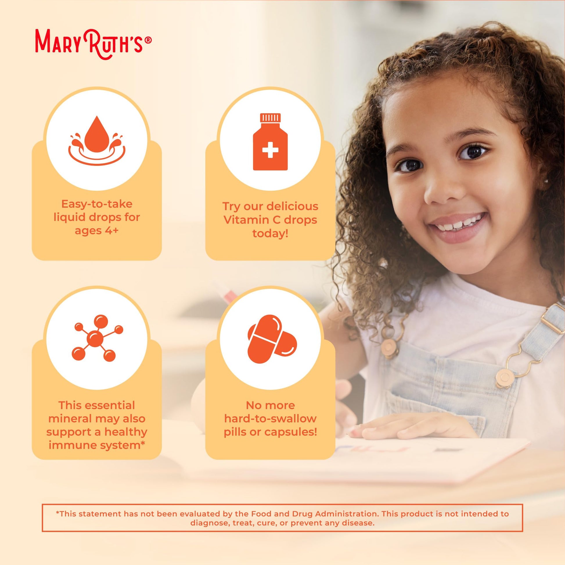 MaryRuth Organics USDA Kids Vitamin C Drops | Vegan Immune Support Supplement for Ages 4-13 | Immune Support & Overall Health | Vitamin C from Organic Acerola Fruit Extract | 2oz MARYRUTH'SBuy Supplements Australia