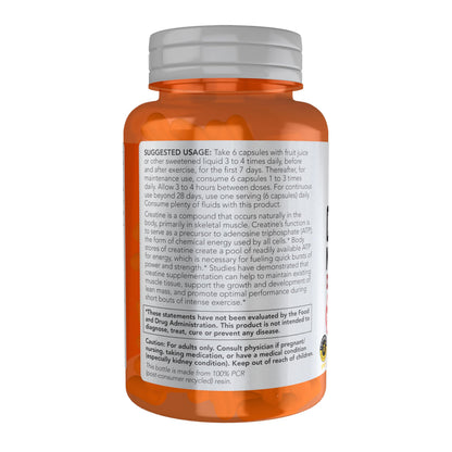 NOW Foods Sports Nutrition, Creatine Monohydrate 750 mg, Mass Building*/Energy Production*, 120 Veg Capsules NOW FoodsBuy Supplements Australia