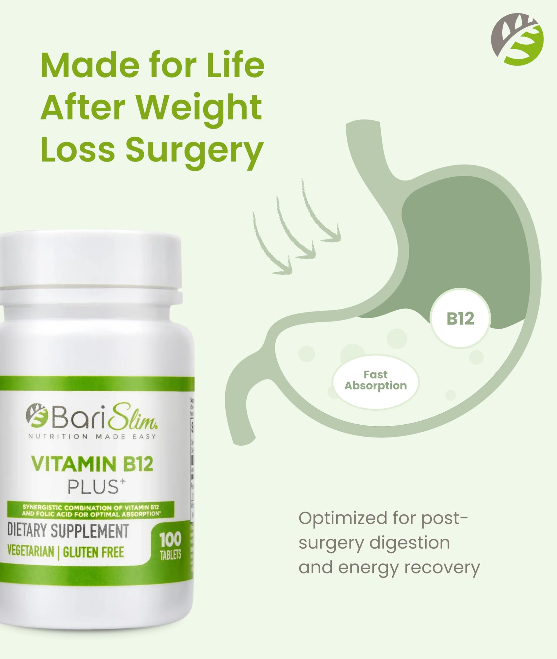 BariSlim Vitamin B12 Plus Tablets - Bariatric Formulated for Post Weight Loss Surgery, Including Gastric Bypass & Gastric Sleeve - Supports Energy Levels & Overall Health | Cherry Flavor BariSlim buy supplements Au