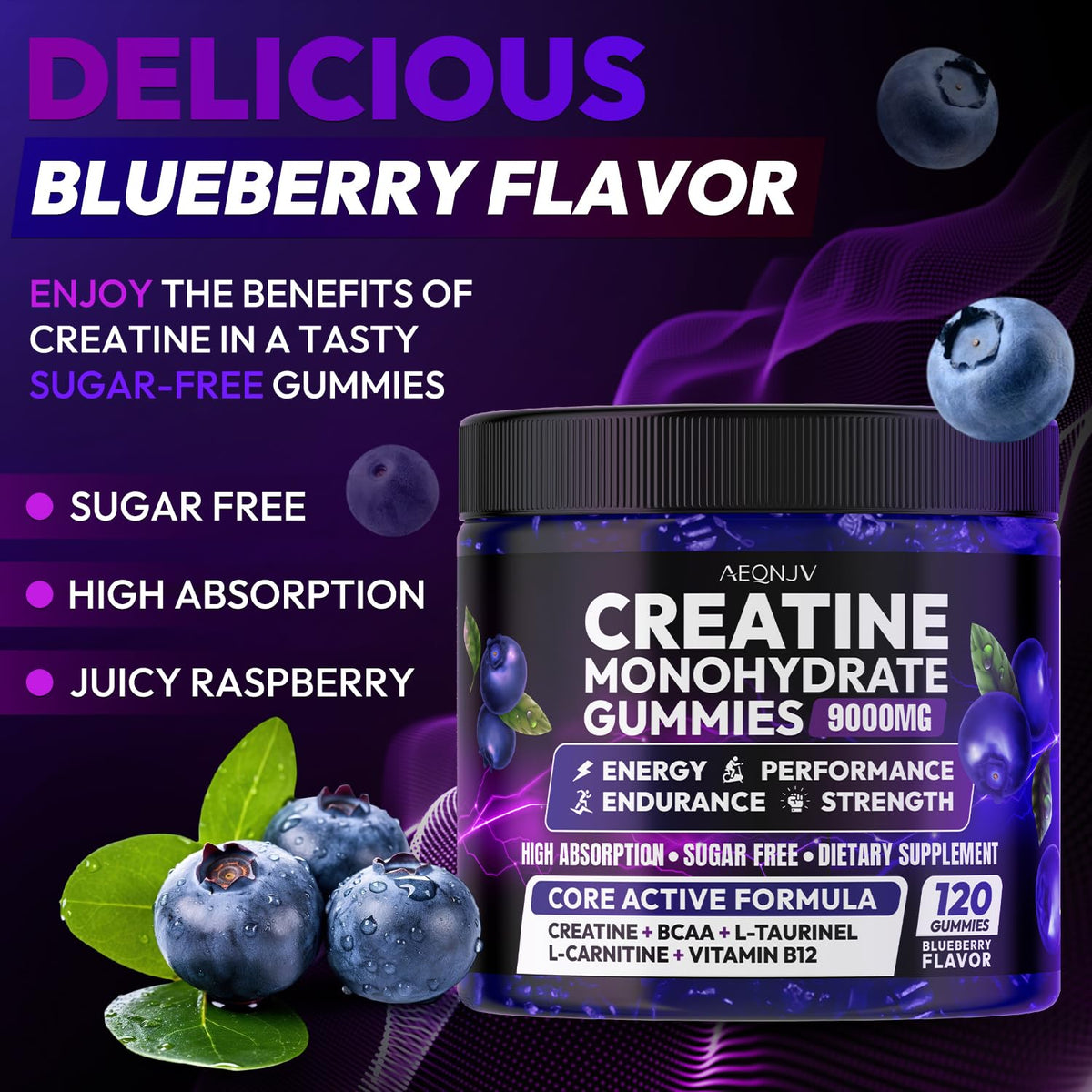 AEQNJV Creatine Gummies Monohydrate Complex for Men & Women, 9000MG Creatine Pre-Workout Supplement Enhance Muscle Strength Recovery Cognitive Health & Memory, 120 Gummies Sugar Free Vegan Non-GMO AEQNJVBuy Supplements Australia