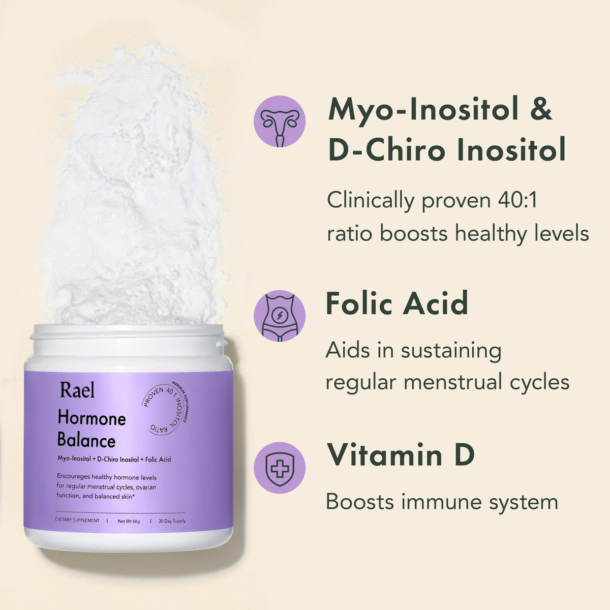Rael Hormone Balance for Women, Myo Inositol Powder - Myo-Inositol & D-Chiro Inositol RaelBuy Supplements Australia
