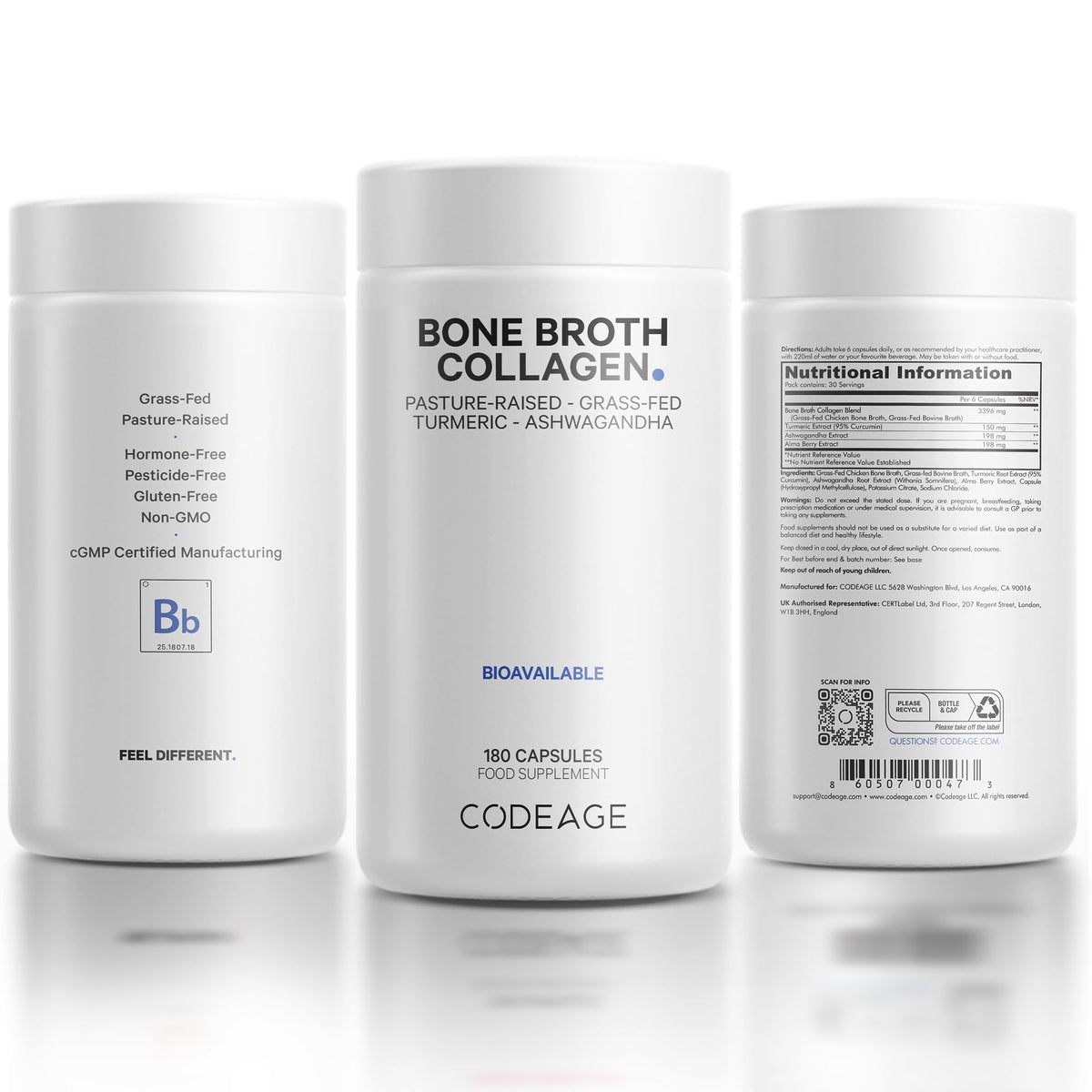 Codeage Bone Broth Collagen Capsules Grass Fed - Pasture Raised Chicken Bone Broth Collagen CodeageBuy Supplements Australia