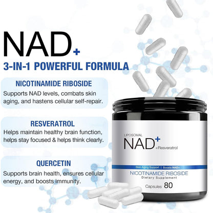 DUCRKACS NAD Supplement - NAD Nicotinamide Riboside Resveratrol 1000mg for Men Women, Liposomal NAD Plus for Energy Anti-Aging, NR Supplement for Energy, Focus, Boost NAD+ DUCRKACSBuy Supplements Australia
