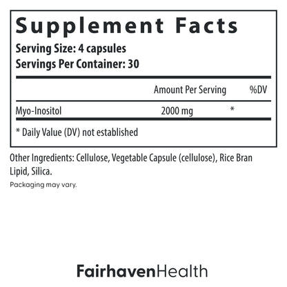 Fairhaven Health Myo-Inositol Supplement for Women and Men | Vitamin B8 2000mg | Vegan Inositol Powder Capsules | Gluten, Dairy and Soy Free | 120 Inositol Capsules Fairhaven HealthBuy Supplements Australia