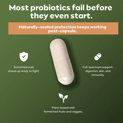 Social Naturals Daily Probiotic | 20 Billion CFU | Multi-Strain with Prebiotic + Postbiotic | Gut Health & Digestion Support | Vegan | 30 Capsules Social NaturalsBuy Supplements Australia