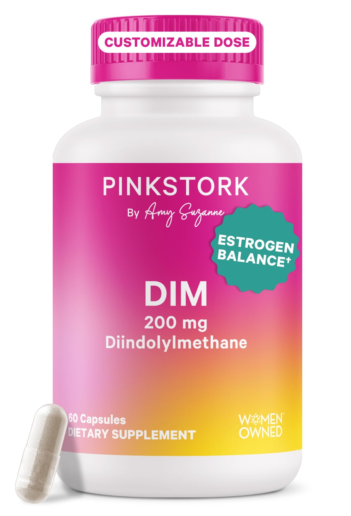 Pink Stork DIM Supplement for Women - Estrogen and Hormone Balance for Menopause, Perimenopause & PMS - DIM 200 mg Plus BioPerine for Mood Support - 60 Day Supply Pink StorkBuy Supplements Australia