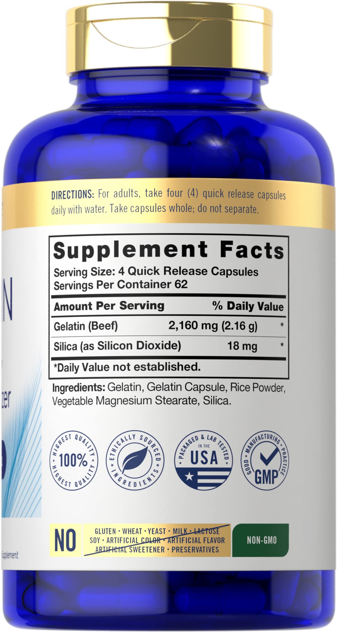 Carlyle Gelatin Capsules | 2160 mg | 250 Pills | with Silica Optimizer | Non-GMO, and Gluten Free Supplement Carlyle buy supplements Au