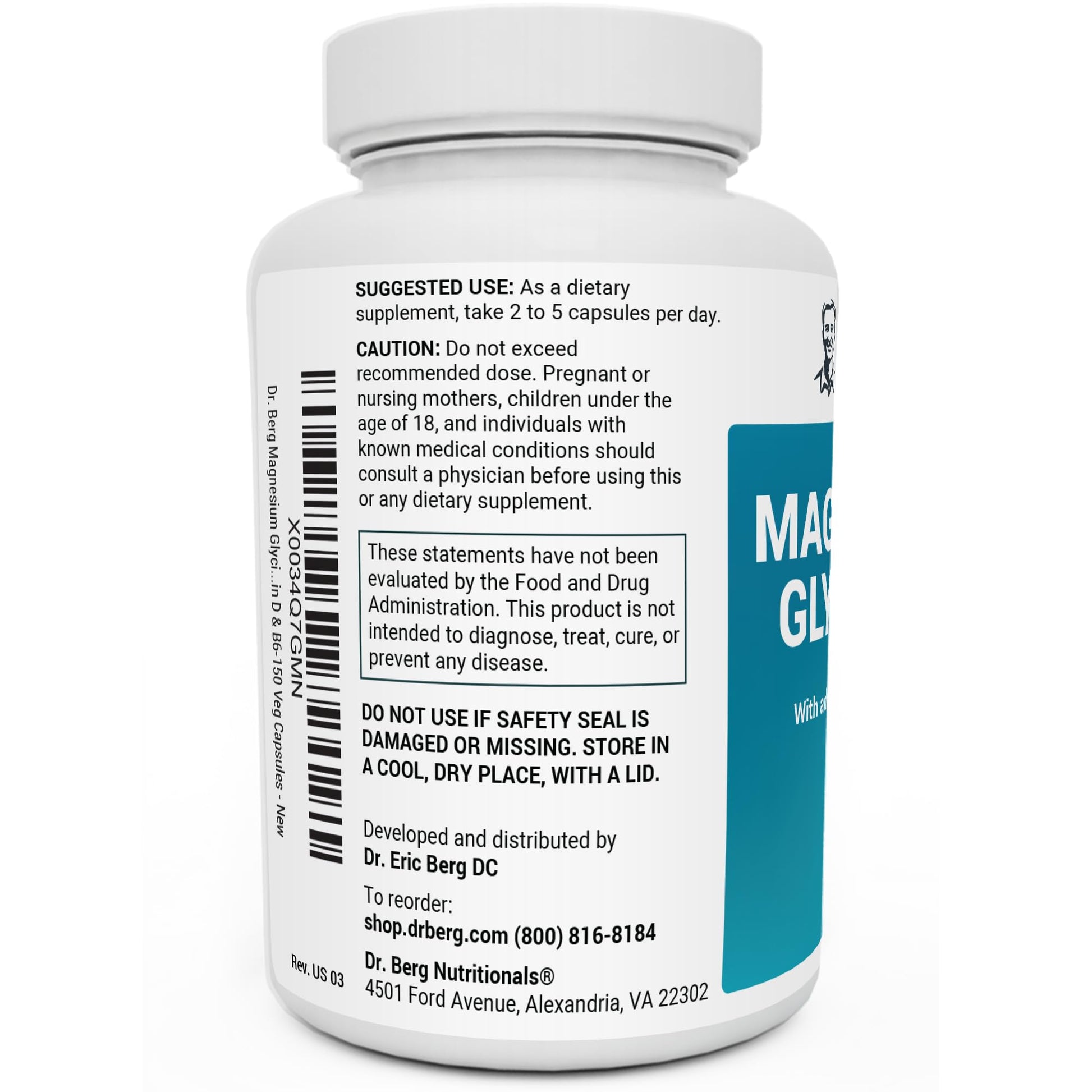 Dr. Berg's Magnesium Glycinate 400mg - Fully Chelated Veg Capsules for Stress Dr. Berg NutritionalsBuy Supplements Australia
