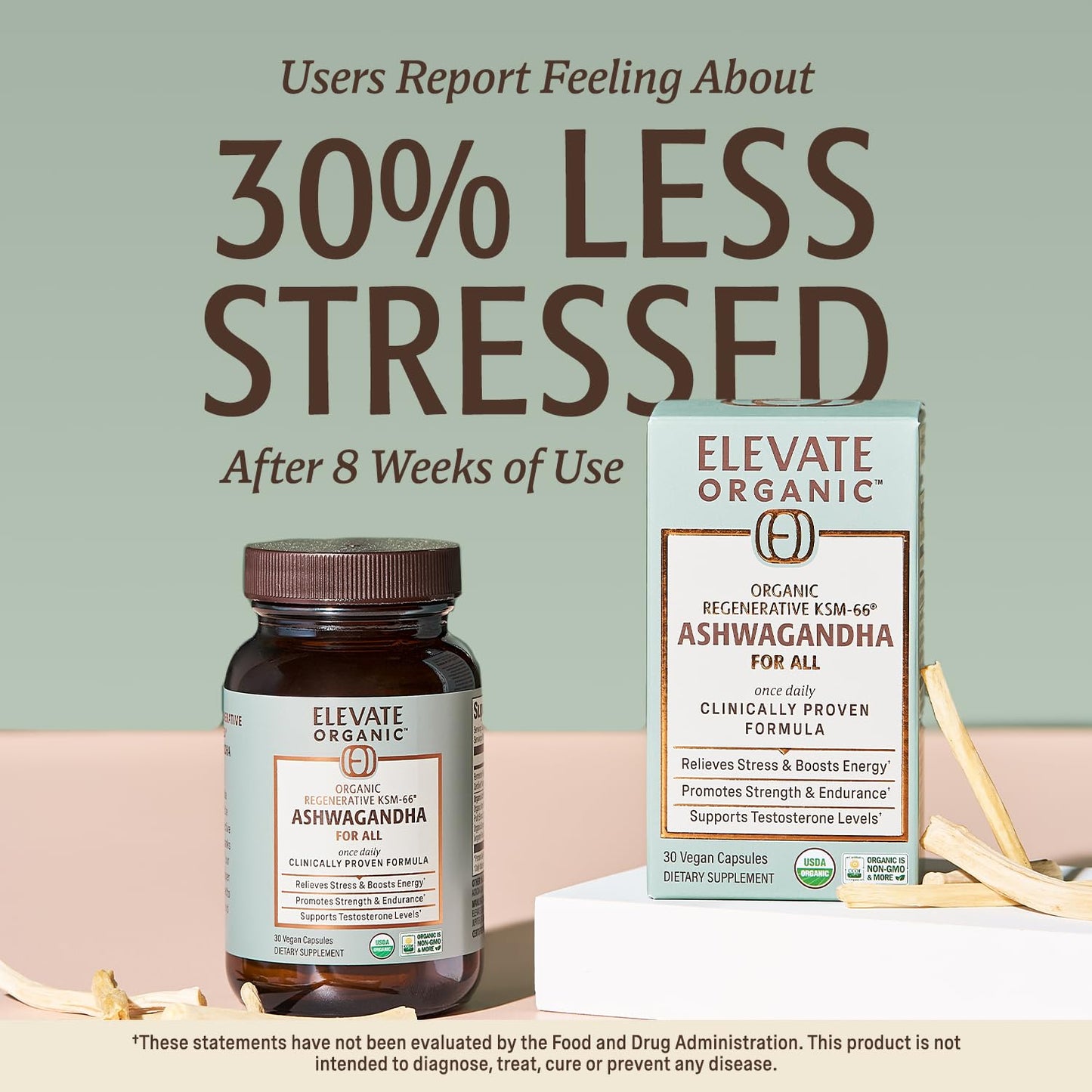 ELEVATE ORGANIC Regenerative Fermented KSM-66 Ashwagandha Vegan Capsules with Acti Veda™ (600mg, 30 Servings), Up to 150% More Effective Than KSM-66 Alone ELEVATE ORGANICBuy Supplements Australia