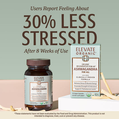 ELEVATE ORGANIC Regenerative Fermented KSM-66 Ashwagandha Vegan Capsules with Acti Veda™ (600mg, 30 Servings), Up to 150% More Effective Than KSM-66 Alone ELEVATE ORGANICBuy Supplements Australia