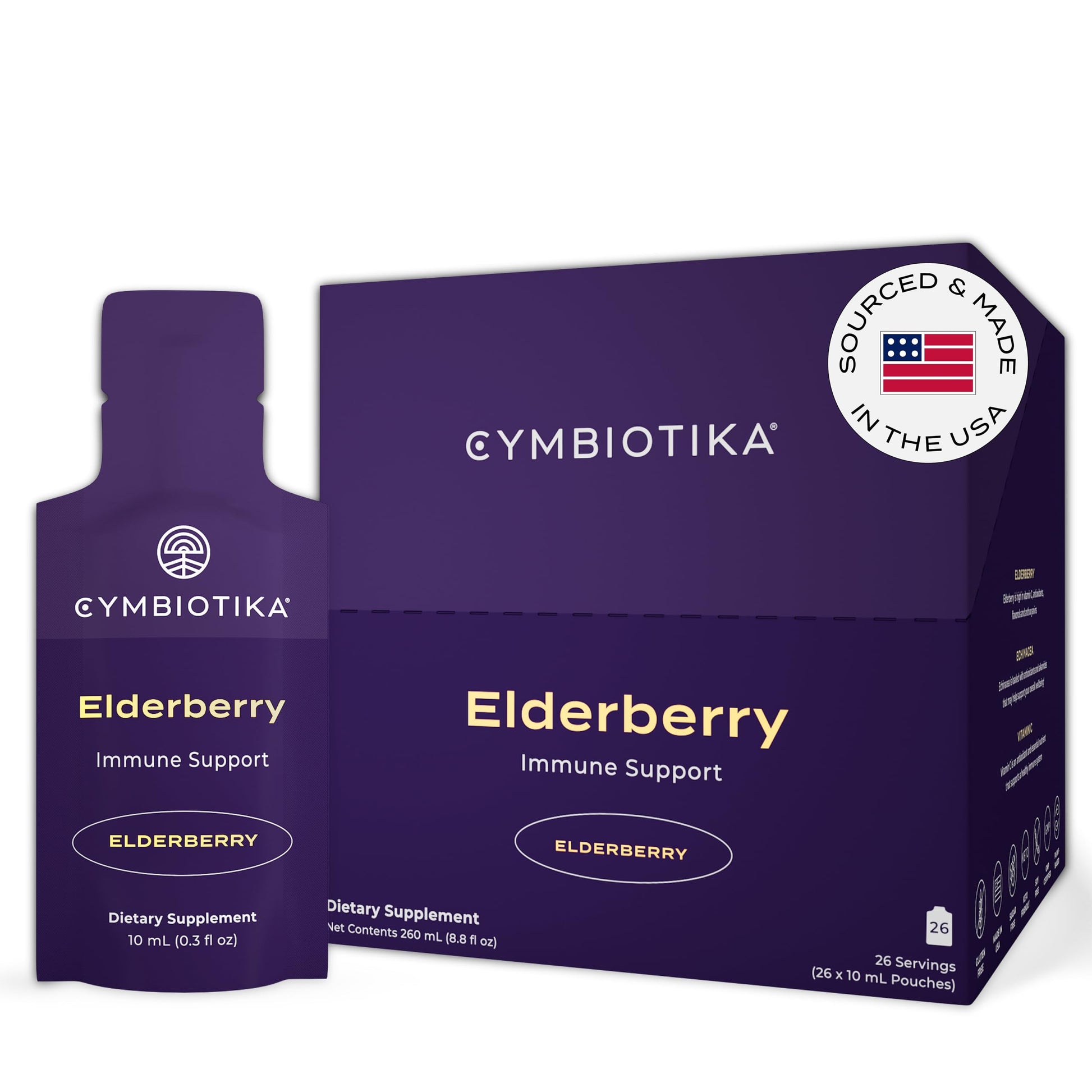 CYMBIOTIKA Adults Elderberry Boost Supplement – Organic Elderberry with Vitamin E for Immune Support – Gluten-Free, Vegan, Keto (Pack of 26) CYMBIOTIKABuy Supplements Australia