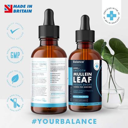 Balance Mullein Leaf Liquid Drops - 60ml for 2 Month Supply - High Strength - Vegan BalanceBuy Supplements Australia
