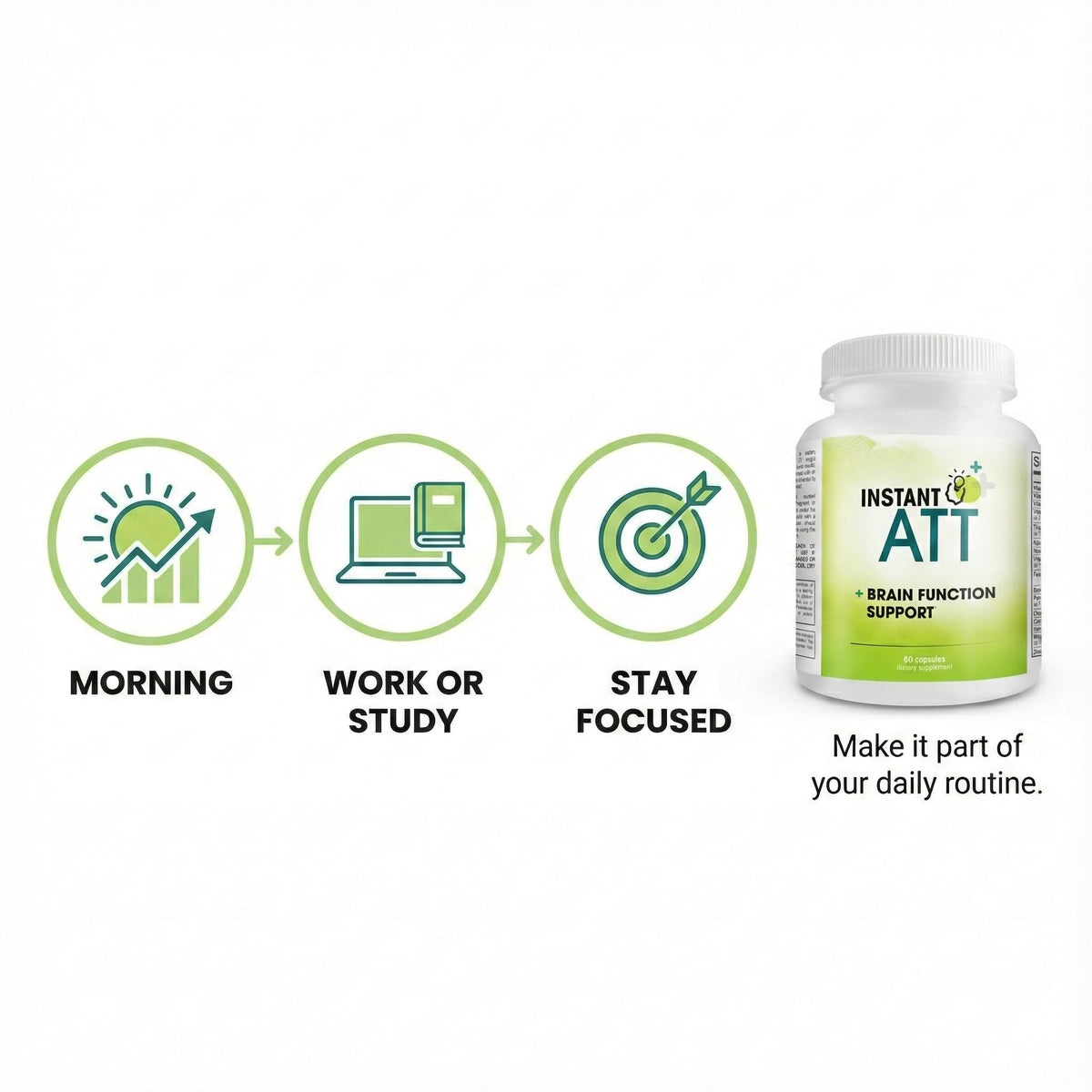 InstantATT - 7-in-1 Caffeine Free Nootropic All-Natural Brain, Focus, Memory Supplement (60 Capsules) Instant BrandsBuy Supplements Australia