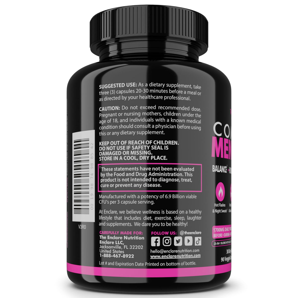 Menopause Supplement for Women – Complete MenoFlow 1700mg Daily Multi-Symptom Support, Hot Flash Relief, Hormone Balance, Mood & Energy, with Black Cohosh, Red Clover & Ashwagandha – 90 Veggie Caps THE ENCLARE NUTRITIONBuy Supplements Australia