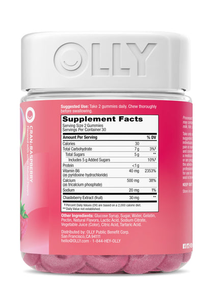 OLLY Period Hero Gummies, PMS Support Supplement,* Chasteberry, Vitamin B6, Calcium, Cran-Raspberry Flavor, 30 Day Supply - 60 Count OLLYBuy Supplements Australia