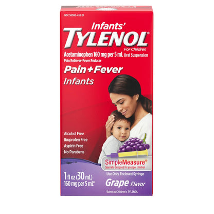 Infants' Tylenol Oral Suspension Liquid Medicine with Acetaminophen, Baby Fever Reducer & Pain Reliever for Minor Aches & Pains, Sore Throat, Headache & Toothache, Grape Flavor, 1 fl. oz TylenolBuy Supplements Australia