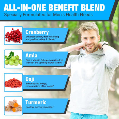 Probiotics for Men, 500 Billion CFUs 12 Strains, Mens Probiotics for Gut Health*, Digestive Health*, Energy, Prostate & Urinary Tract*, with Cranberry, Goji, Turmeric & Amla, Shelf Stable, 60 Caps Edoempe buy supplements Au