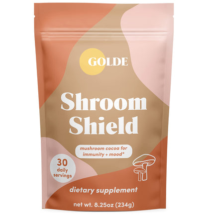 GOLDE Shroom Shield - Plant Based Superfood Blend w/Turkey Tail Mushroom & Reishi Mushroom Extract - Stress Defense - Antioxidants & Prebiotics - Vegan, Keto, & Sugar-Free Hot Cocoa - 30 Servings GOLDEBuy Supplements Australia
