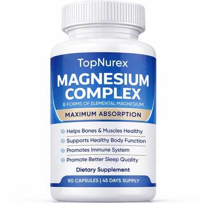 TopNurex Magnesium Complex dietary supplement bottle on a white background