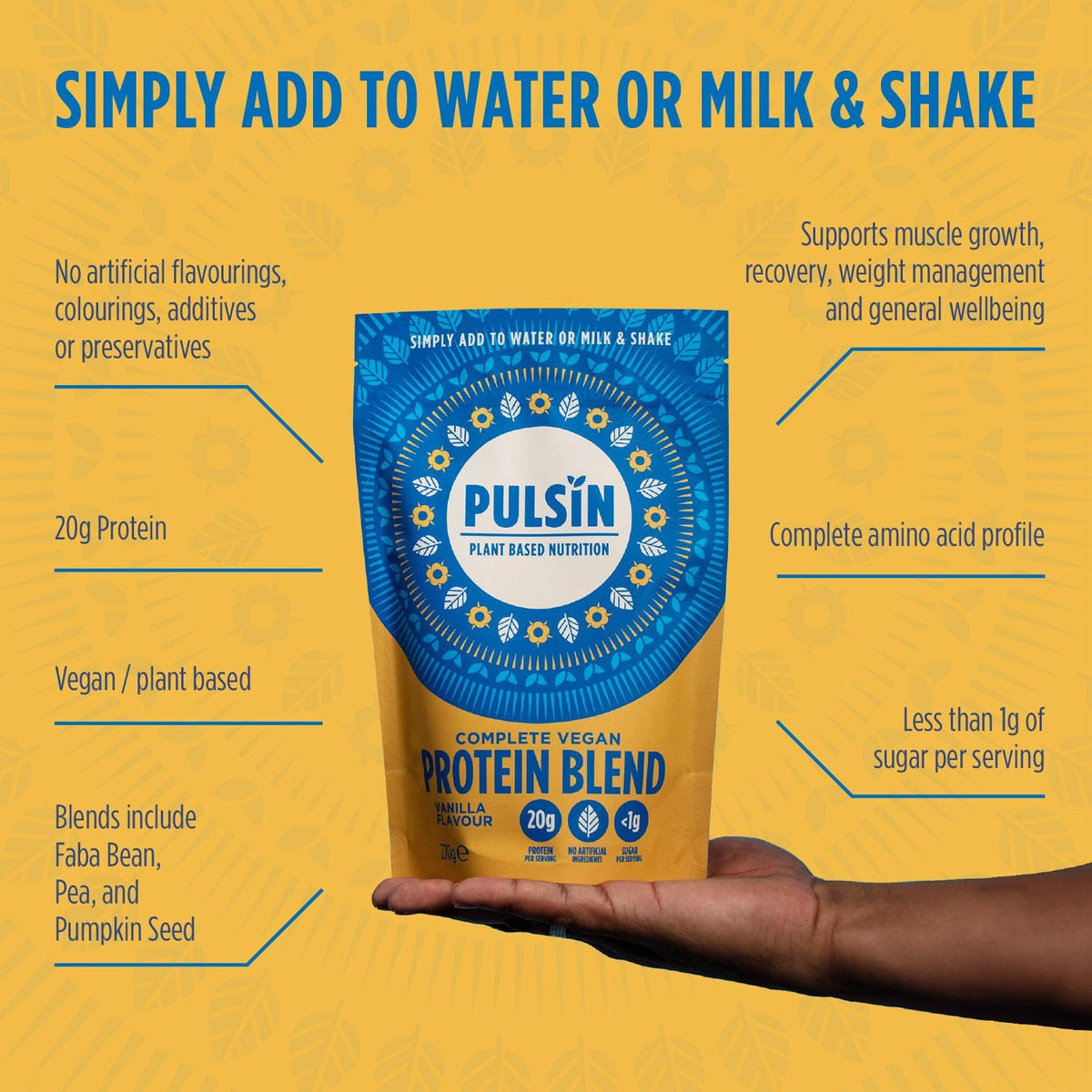 Pulsin plant based nutrition,Complete vegan protein blend,Vanilla flavour 270 g PulsinBuy Supplements Australia