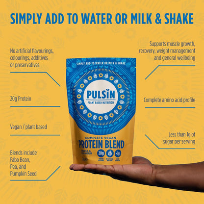 Pulsin plant based nutrition,Complete vegan protein blend,Vanilla flavour 270 g PulsinBuy Supplements Australia