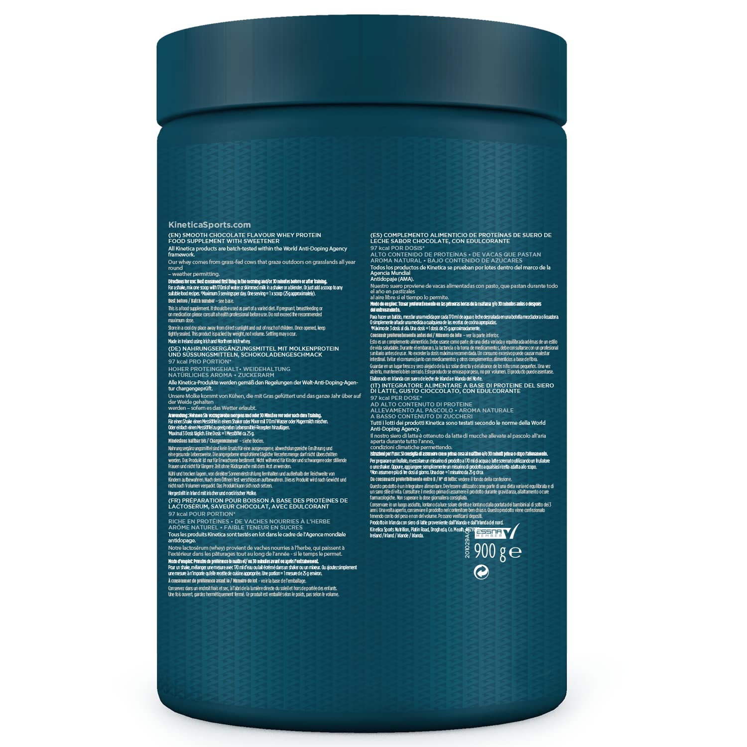 Kinetica Lean Protein Powder, Low Calorie, Grass Fed Whey, 72 Servings, Smooth Chocolate, 1.8kg KineticaBuy Supplements Australia