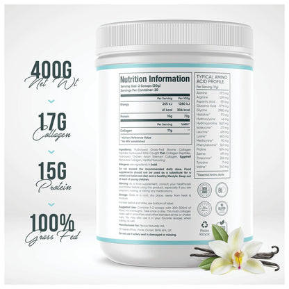 Vanilla Multi Collagen Protein Powder - 400g - Unsweetened - 5 Types of Collagen Peptides Revive NaturalsBuy Supplements Australia