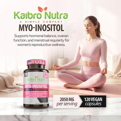 Kaibro Nutra Myo-Inositol Supplement, Myo-Inositol & D-Chiro Inositol 40:1 Ratio, Hormone Balance & Ovarian Support for Women with Vitamin B8, 2050mg, Vegan, Non-GMO Capsules 120 Count Kaibro NutraBuy Supplements Australia