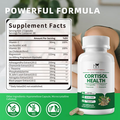 MABEFY Cortisol Supplements for Women/Men - 10 in 1 Cortisol Manager Reducer Lower Detox Balance with Magnesium, Ashwagandha, L-Theanine for Stress, Sleep, Calm, Mood Support - 60 Capsules for 30 Days MABEFYBuy Supplements Australia