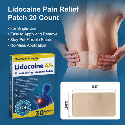 Teemofe 4% Lidocaine Pain Relief Patches – Maximum OTC Strength, Fast-Acting Targeted Relief, for Muscle & Joint Discomfort, 30 Count-10 TeemofeBuy Supplements Australia