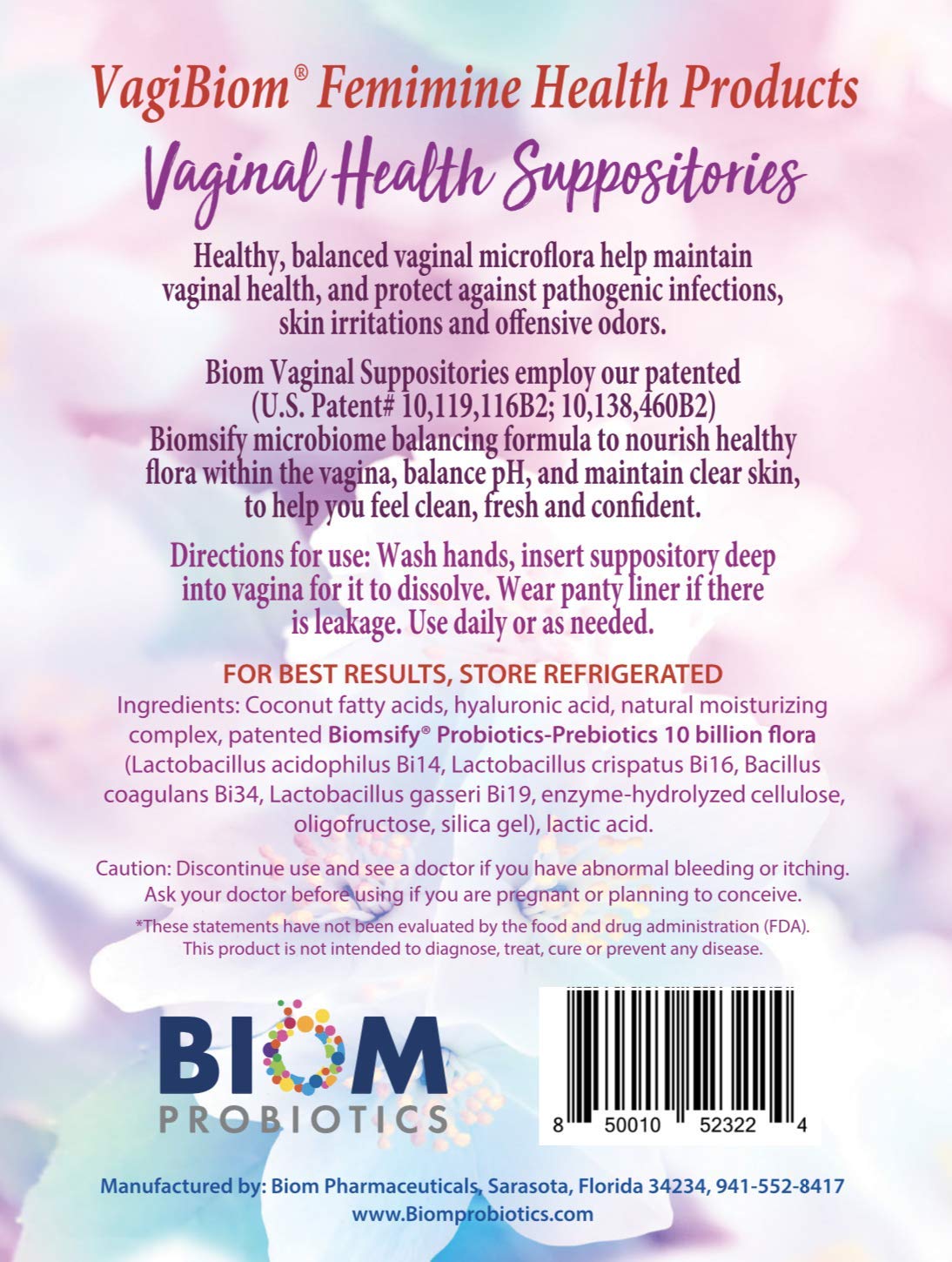 Biom Vaginal Probiotic Suppository: Natural Vaginal pH and Odor Control Regimen; Balance Biom ProbioticsBuy Supplements Australia