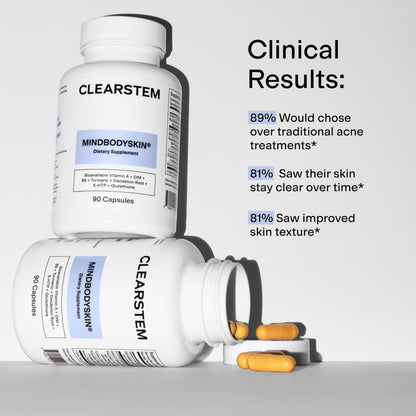 CLEARSTEM - MINDBODYSKIN Hormonal Acne Supplement (5-HTP) - Natural DIM Supplement - Skin Care Vitamins - Hormone Balance, Antioxidants - Gluten Free, CLEARSTEM canada supplements