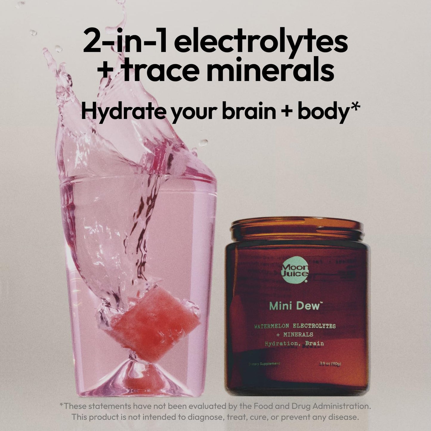 Moon Juice Mini Dew Electrolytes Powder - Sugar Free Minerals & Electrolyte Hydration Powder for Instant Hydration & Brain Support - Magnesium, Calcium, Potassium, Pink Salt, Watermelon, 30 Servings Moon JuiceBuy Supplements Australia