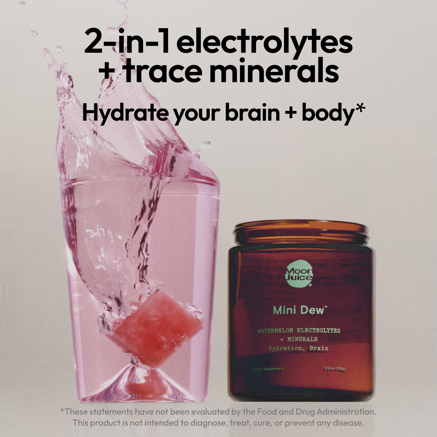 Moon Juice Mini Dew Electrolytes Powder - Sugar Free Minerals & Electrolyte Hydration Powder for Instant Hydration & Brain Support - Magnesium, Calcium, Potassium, Pink Salt, Watermelon, 30 Servings Moon JuiceBuy Supplements Australia