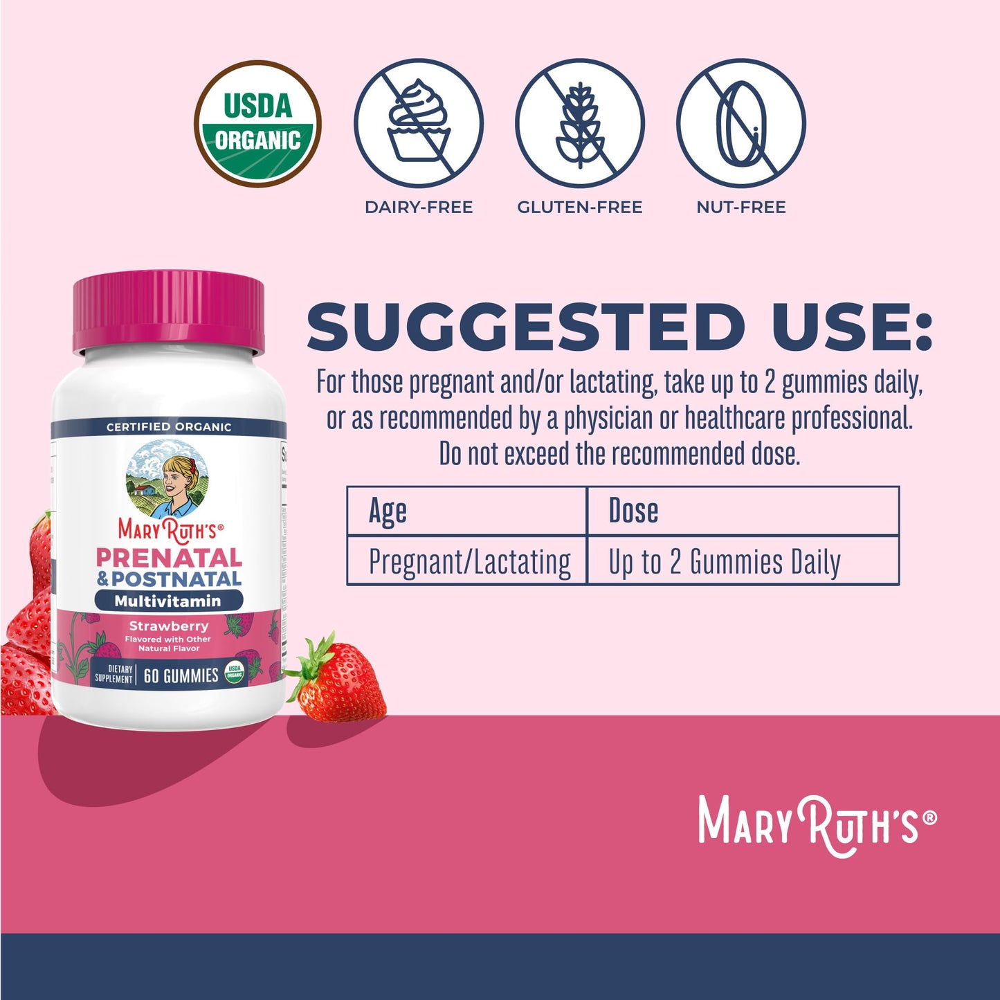 MaryRuth Organics Prenatal Vitamins for Women | USDA Organic Prenatal Gummies | Postnatal Vitamins for Women Breastfeeding | Methylfolate 800 mcg DFE | Iodine | Vegan | Non GMO | 30 Servings MARYRUTH'SBuy Supplements Australia