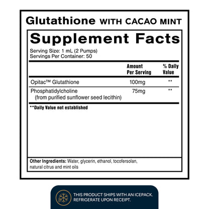 Quicksilver Scientific Liposomal Glutathione - Superior Absorption Oral Glutathione Supplement for Detox & Immune Support - Cacao Mint (1.7 fl oz) Quicksilver ScientificBuy Supplements Australia