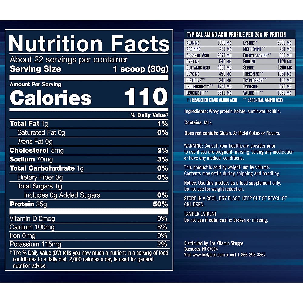 BODYTECH Whey Protein Isolate Powder - with 25 Grams of Protein per Serving & BCAA's BODYTECHBuy Supplements Australia
