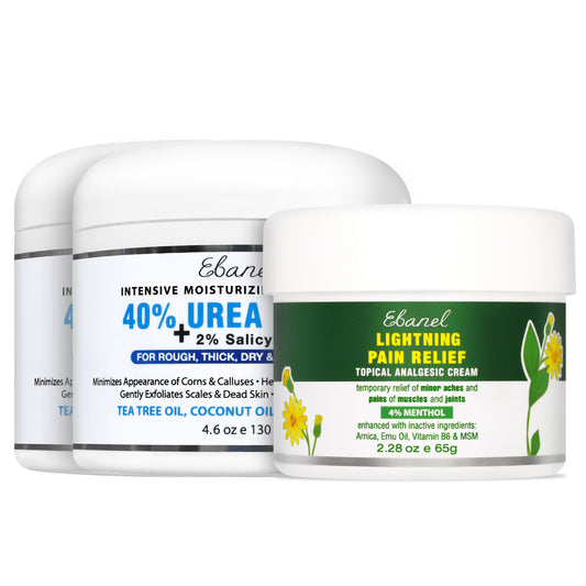 Ebanel Bundle of 2 Pack 40% Urea Cream 4.6 Oz, and Pain Relief Cream Arnica Menthol 2.28 Oz Ebanel buy supplements Au