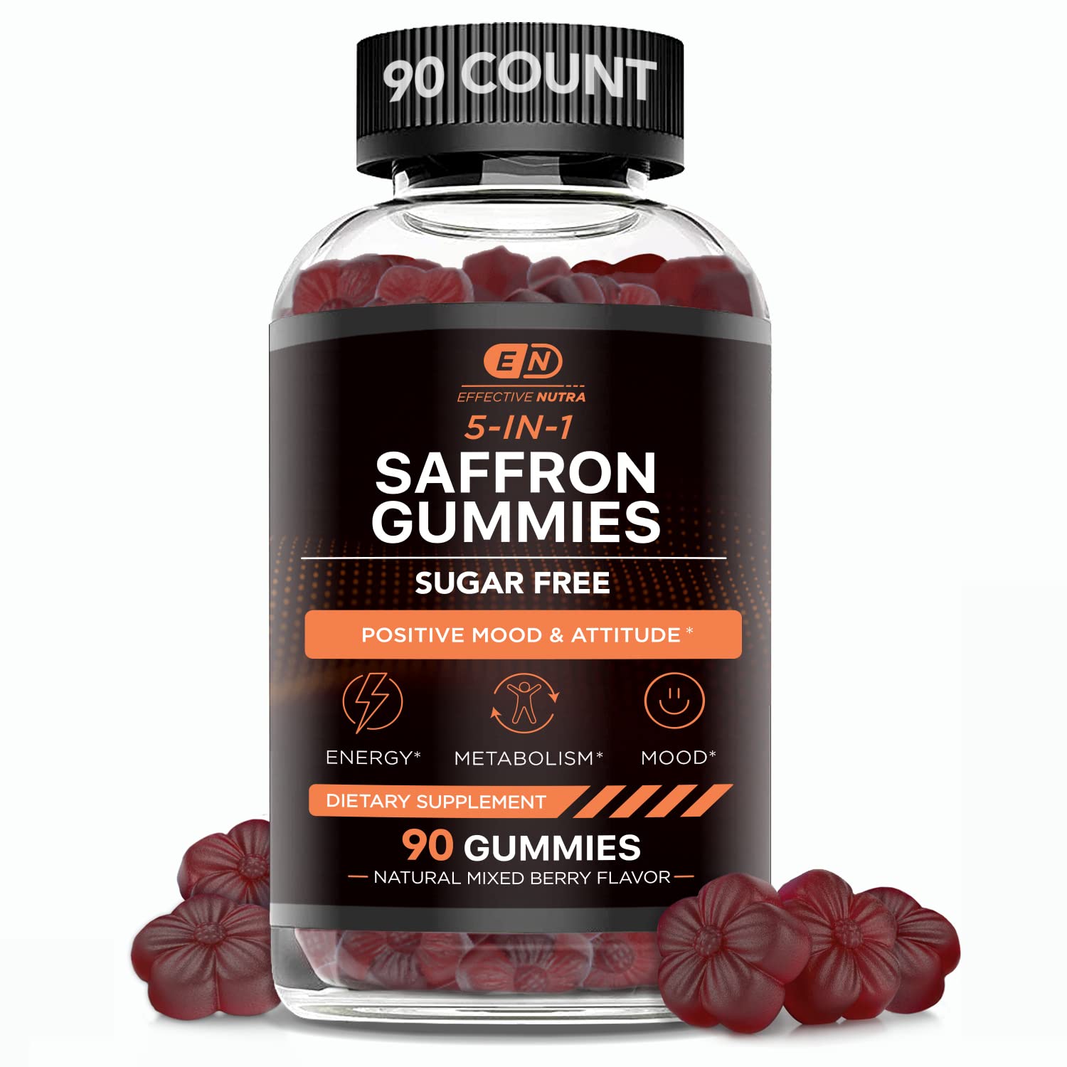 Effective Nutra Saffron Gummies for Adults 88.5mg - Mood Support & Stress Relief with GABA, Passion Flower - 5-in-1 Formula - Sugar-Free, Vegan, Non-GMO, Made in USA - 90 Count (45-Day Supply) Effective Nutra buy supplements Au
