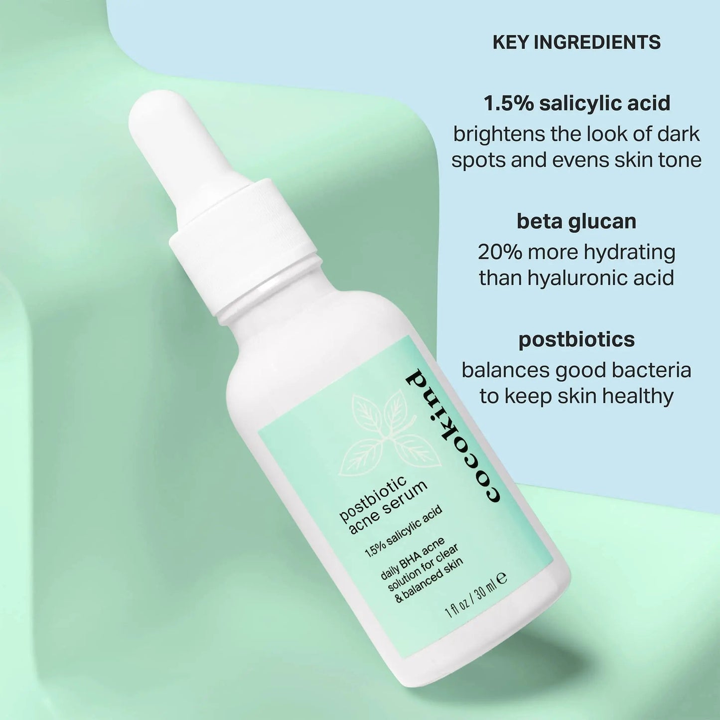 Cocokind Postbiotic Acne Serum, Salicylic Acid Serum and BHA Liquid Exfoliant - Exfoliating, Brightening and Hydrating Serum CocokindBuy Supplements Australia