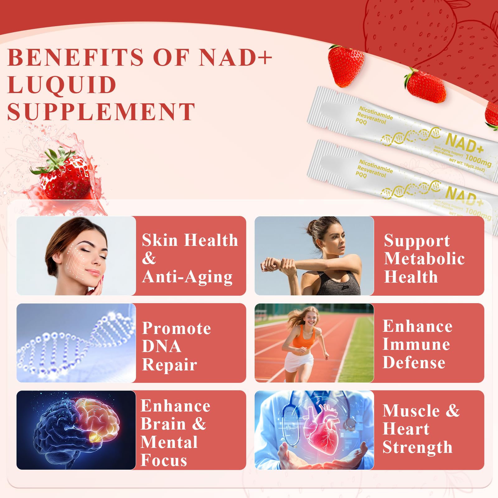 Healliance NAD+ Liquid Supplement 1000mg - Features Nicotinamide Riboside Resveratrol with PQQ for Targeted Healthy Aging and Cellular Energy Support, 30 Packets for Women and Men HeallianceBuy Supplements Australia