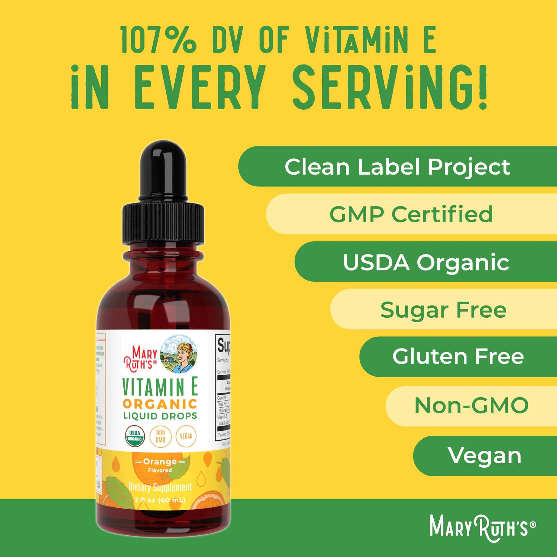 MaryRuth Organics USDA Vitamin E Liquid Drops 2 Month Supply | Bone and Joint Health | Cognitive Health for Adults and Kids | Sugar Free, Vegan, Non-GMO, Gluten Free | 2 Ounces MARYRUTH'SBuy Supplements Australia
