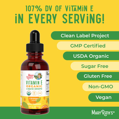 MaryRuth Organics USDA Vitamin E Liquid Drops 2 Month Supply | Bone and Joint Health | Cognitive Health for Adults and Kids | Sugar Free, Vegan, Non-GMO, Gluten Free | 2 Ounces MARYRUTH'SBuy Supplements Australia