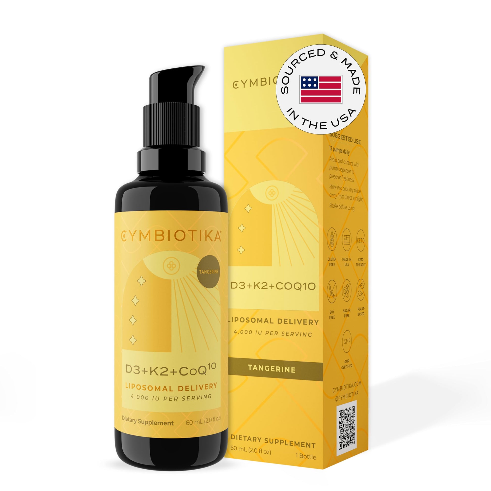 CYMBIOTIKA Vitamin D3 + K2 + CoQ10 Liquid, Vitamin D Supplement for Immune Support, Heart Health & Bone Health, Energy Booster, Liposomal Delivery, Vegan, Keto Ingredients, Tangerine Flavor CYMBIOTIKABuy Supplements Australia