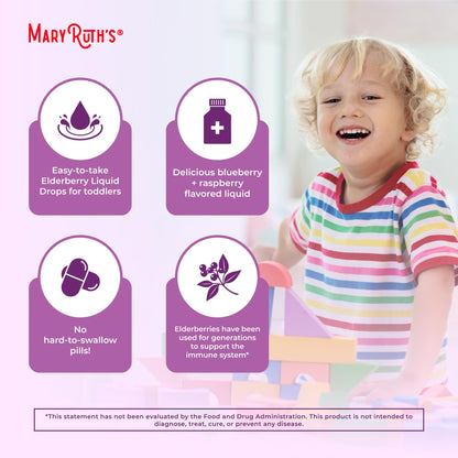 MaryRuth Organics Toddler Elderberry Syrup, USDA Organic Elderberry, Sugar Free Kids Immune Support Supplement for Ages 1-3 Years, Clean Label Project Verified®, Vegan, Non-GMO, Gluten Free, 1 Fl Oz MARYRUTH'SBuy Supplements Australia