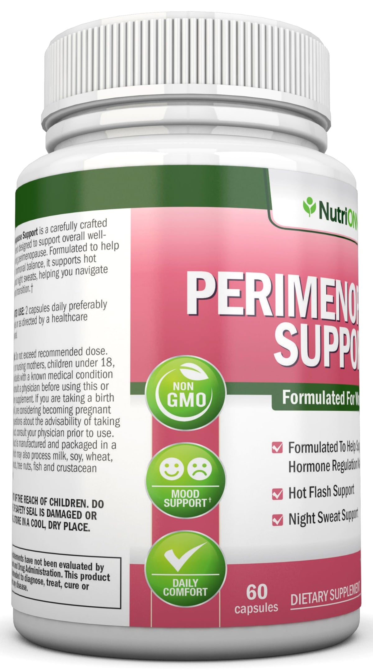 NutriONN Perimenopause Supplement for Women - Natural Support for Hot Flashes & Night Sweats - Improved Mood & Sleep - 11 Herbal Ingredients with Black Cohosh & Red Clover - Hormone Balance - Non-GMO NutriONNBuy Supplements Australia