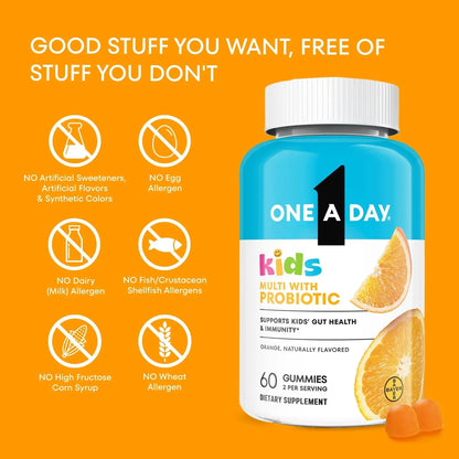 One A Day Kids Multivitamin with Probiotic, Multivitamin Gummies, Kids Probiotic for Digestive Health, Gummy Vitamins ONE A DAY
