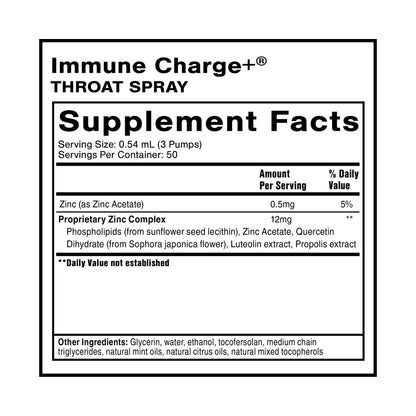 Quicksilver Scientific Immune Charge+ Zinc Throat Spray - Immune Support Liquid Supplement with Quercetin - 'Throat Coat' with Liposomal Absorption Technology (0.9 fl oz / 27ml) Quicksilver ScientificBuy Supplements Australia