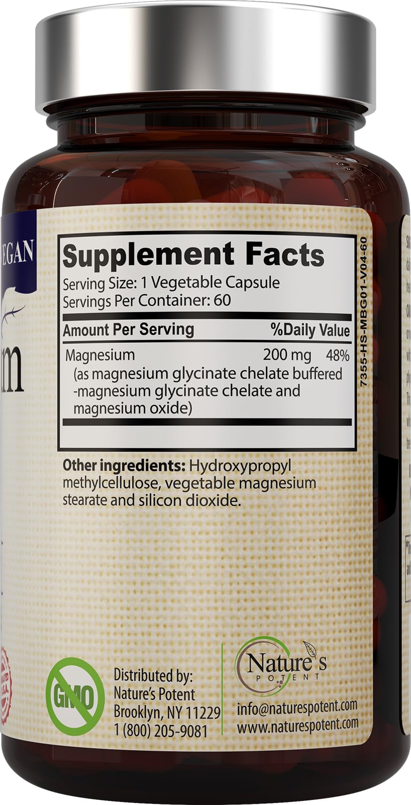 Nature’s Potent Magnesium Glycinate 200mg | High Absorption Chelated Magnesium | Sleep, Calm & Muscle Cramp Support | Vegan Supplement | 60 Capsules Nature's PotentBuy Supplements Australia