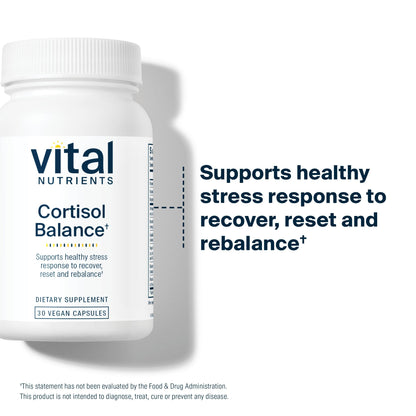 Vital Nutrients Cortisol Balance - Vegan Stress Relief Supplement - Cortisol Manager Supports Energy & Stress Levels - Ashwagandha & Magnesium for Relaxation - Gluten, Dairy, Soy Free - 30 Capsules Vital NutrientsBuy Supplements Australia